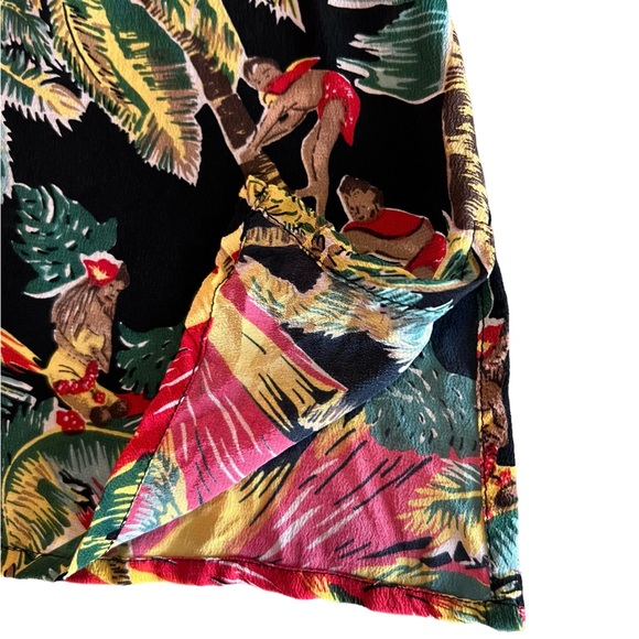 Tiki Girl 100% Silk Tropical Sleeveless Dress Coverup Size Lg Hawaiian - Picture 5 of 11